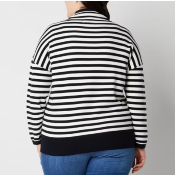 Liz Claiborne Plus Womens Cowl Neck Longsleeve Striped Pullover Sweater sz XL - Picture 3 of 8